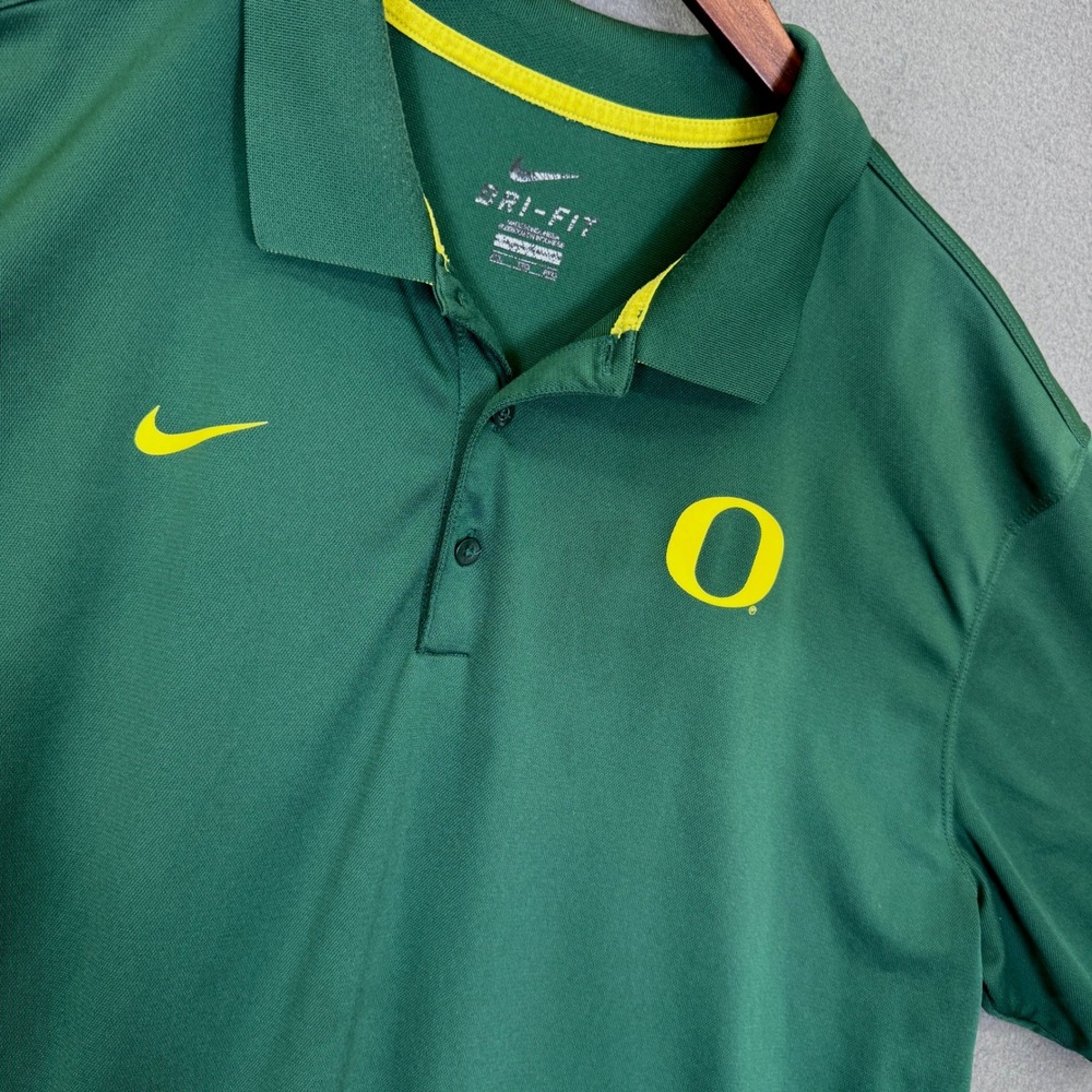 Nike Polo Shirt Men XXL Green Oregon Ducks NCAA Football Sideline Team Apparel